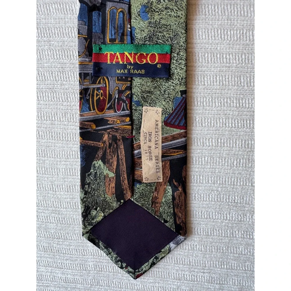 Tango by Max Raab Silk Tie Americana Series Iron Horse Steam Locomotive USA Made